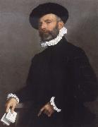 Giovanni Battista Moroni Portrait of a young Man Holding a Letter oil painting on canvas